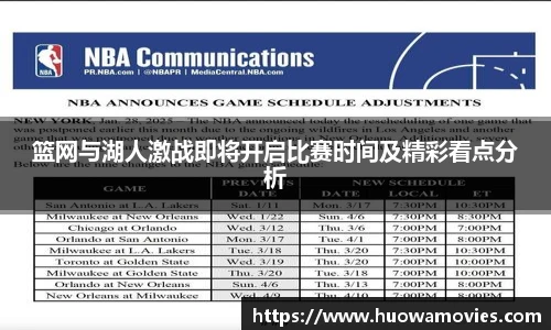 篮网与湖人激战即将开启比赛时间及精彩看点分析